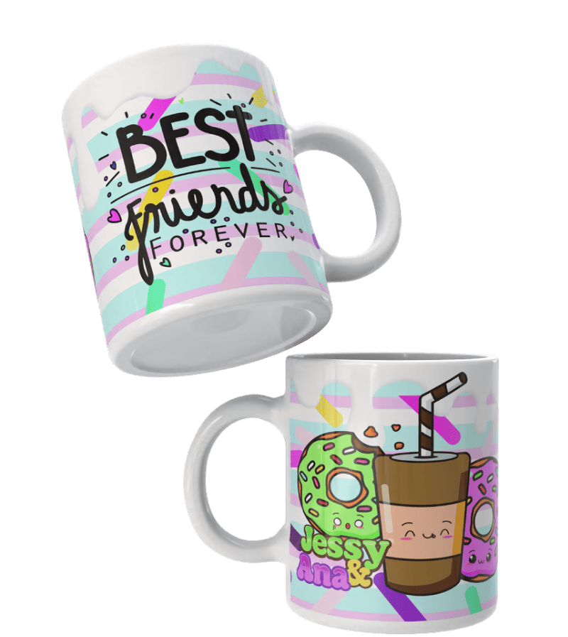 taza blanca cafe y dona