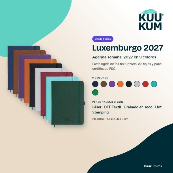 Agenda Luxemburgo 2027 - colores y técnicas Agenda Luxemburgo 2027: colores y técnicas de personalización
