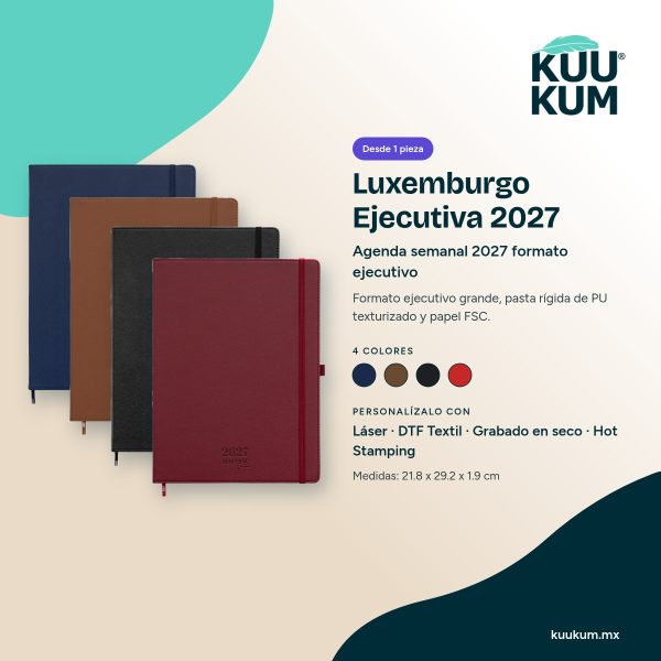 Agenda Luxemburgo Ejecutiva 2027 - colores y técnicas Agenda Luxemburgo Ejecutiva 2027: colores y técnicas de personalización