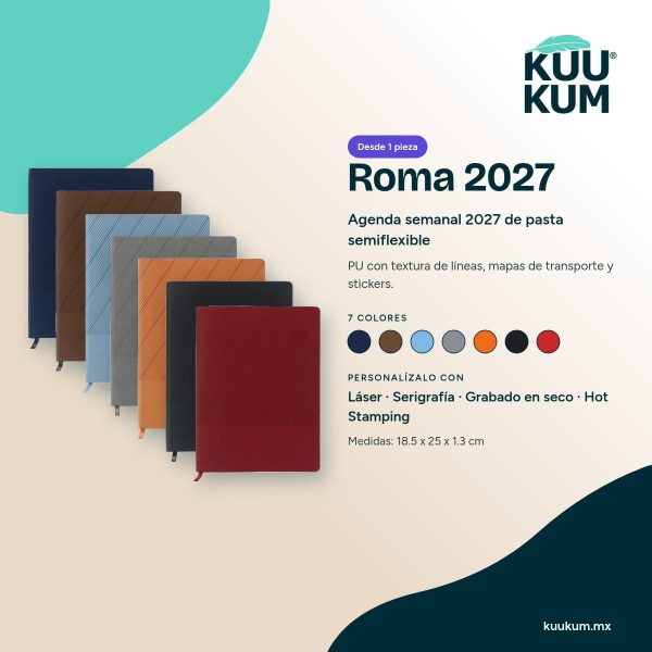 Agenda Roma 2027 - colores y técnicas Agenda Roma 2027: colores y técnicas de personalización