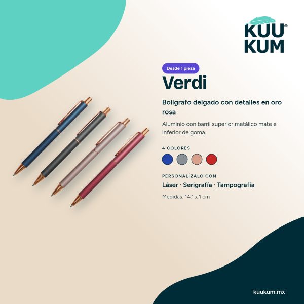 Bolígrafo Verdi - colores y técnicas Bolígrafo Verdi: colores y técnicas de personalización