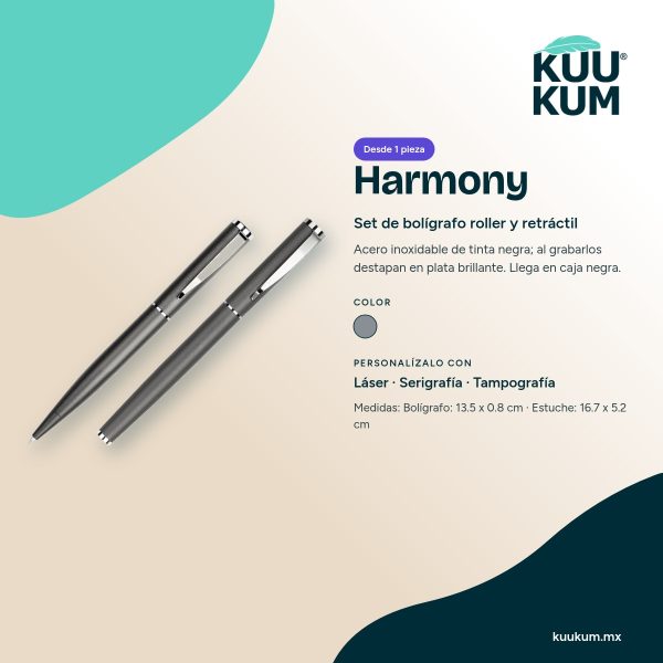 Set de bolígrafos Harmony: colores y técnicas de personalización