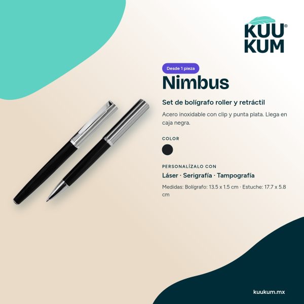 Set de bolígrafos Nimbus: colores y técnicas de personalización
